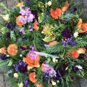 orange gerbera and Lily wreath